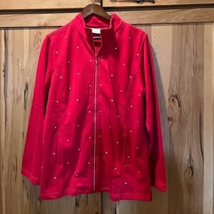 Quacker factory red rhinestone, embellished sweatshirt, jacket. New without tags